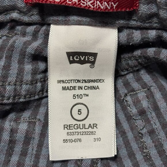 Lot 3 Levi’s Kids Boys 5 Regular 510 Super Skinny Jeans Blue Striped Distressed‎ - Picture 5 of 16